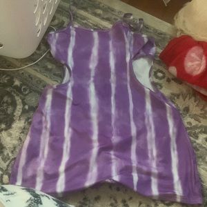 Purple and white cut out romper